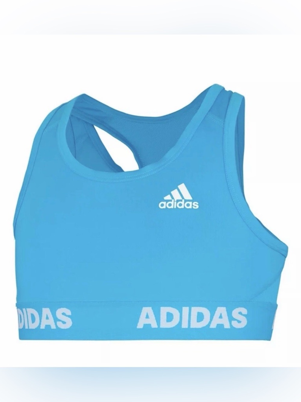 NWT Adidas Girls Blue Clima Cool Gym Sports Bra Youth Size L (14)